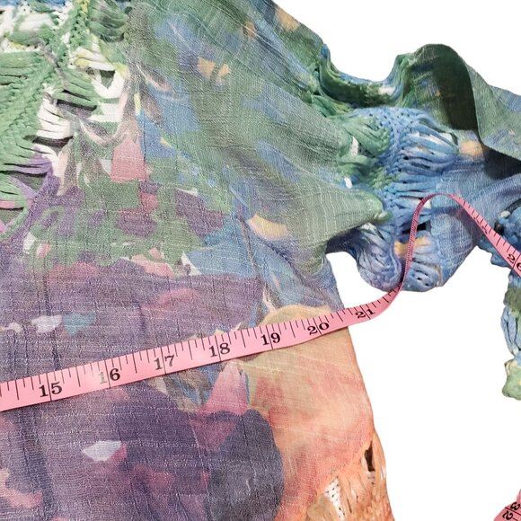 Rain Womens XL Rainbow Boho Floral Crochet Tunic Beach Bathingsuit Coverup - Picture 10 of 11